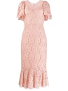 DOLCE & GABBANA FLORAL LACE FITTED DRESS