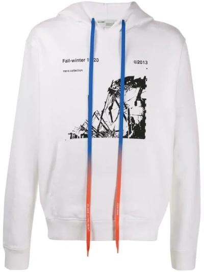 Off-white Ruined Factory Slim Fit Hoodie In White Black