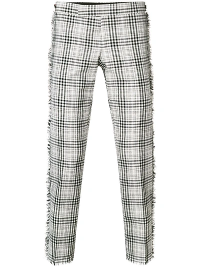 Thom Browne Frayed Shadow Prince Of Wales Trouser In White