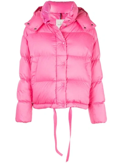 Moncler Onia Cropped Puffer Jacket W/ Detachable Hood In Pink