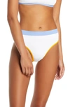 L*space French Cut High Waist Textured Swim Bottoms In White/ Mango/ Peri Blue