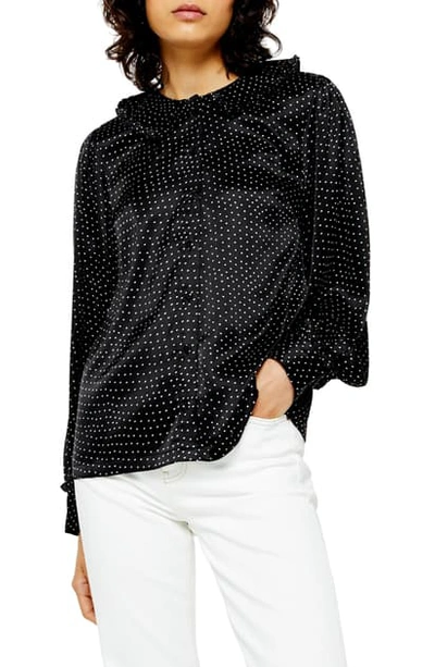 Topshop Peter Pan Collar Shirt In Black Multi
