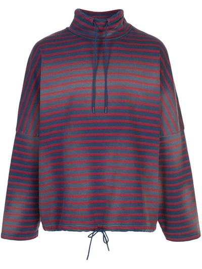 Martine Rose Striped Loopback Cotton-jersey Hoodie In Blue