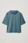 Cos Boxy Mock-neck Jersey Top In Turquoise