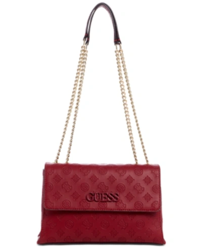 Guess Janelle Convertible Crossbody In Merlot/gold