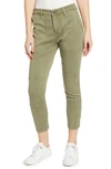 Current Elliott The Weslan Lace-up Cotton-blend Twill Slim-leg Pants In Army Green