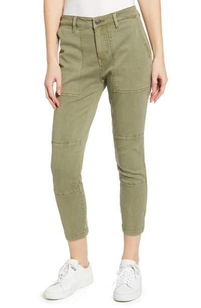 Current Elliott The Weslan Lace-up Cotton-blend Twill Slim-leg Pants In Army Green