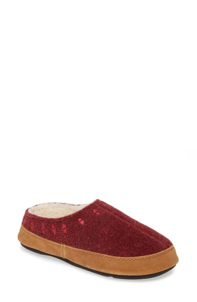 Acorn Geo Embroidered Hoodback Slipper In Garnet Wool