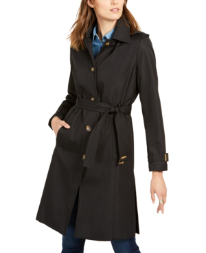 calvin klein belted hooded maxi coat