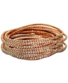 Guess 10-pc. Set Crystal Stretch Bracelets In Rose Gold