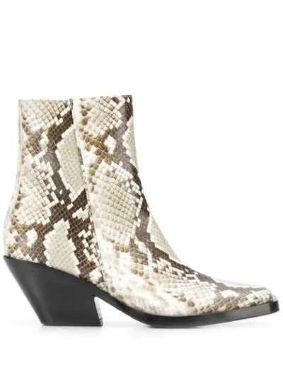 Acne Studios Snake Print Boots Off White