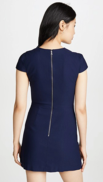 Alice And Olivia Maya Short Sleeve Asymmetrical Zip Mini Dress In Sapphire