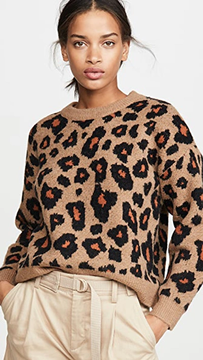 Astr Tobin Sweater In Brown Leopard