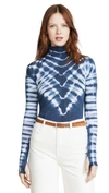 Free People Psychedelic Tie-dye Turtleneck Top In Navy