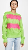 VERSACE Fuzzy Neon Mohair Sweater
