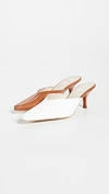Kalda 55mm Bicolor Patent Leather Mules In White,brown