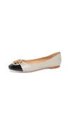 Tory Burch Chelsea Cap Toe Ballet Flats In Dust Storm/perfect Navy