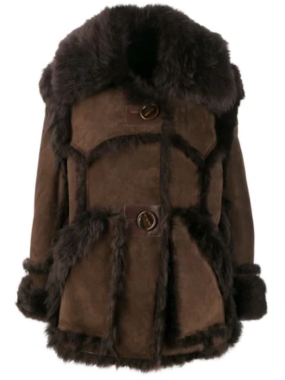 Acne Studios Lavinia Oversized Shearling Jacket In Blb-brown/dark Brown