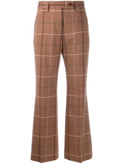 Acne Studios Herringbone-check Trousers Brown/white