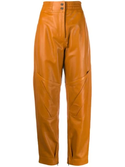 Acne Studios High-rise Leather Trousers Cognac Brown In Light Brown