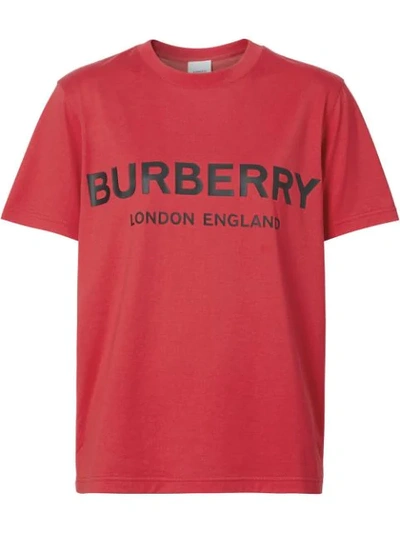 Burberry Logo Print Cotton T-shirt In Red