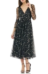 CARMEN MARC VALVO INFUSION EMBROIDERED TULLE FAUX WRAP COCKTAIL DRESS,662056