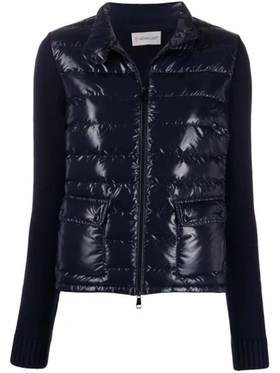 Moncler Contrast Panel Padded Jacket In Blue