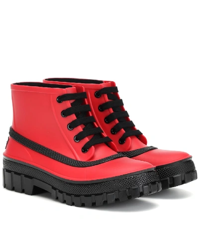 Givenchy Glaston Lace-up Rubber Rain Boots In Red