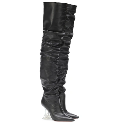 Amina Muaddi Olivia Leather Over-the-knee Boots In Black