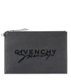 GIVENCHY SIGNATURE LOGO LARGE LEATHER POUCH,P00404691