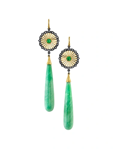 Arman Sarkisyan Chrysoprase, Tsavorite & Diamond Earrings In Green