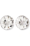 SAINT LAURENT SILVER-TONE CRYSTAL CLIP EARRINGS