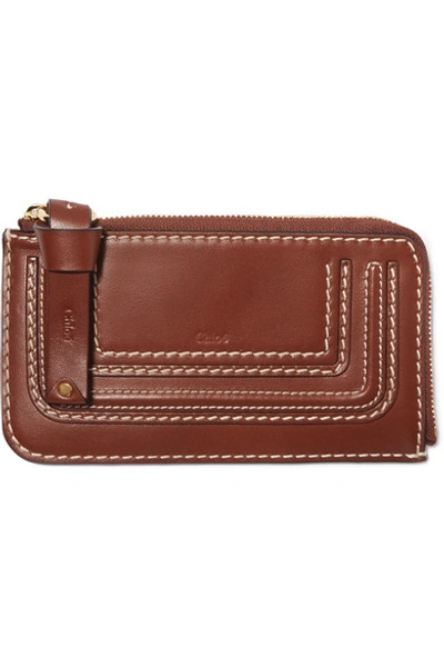 Chloé Marcie Leather Cardholder In Brown