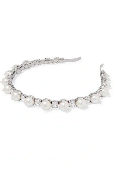 Simone Rocha Silver-tone, Crystal And Faux Pearl Headband In Pink