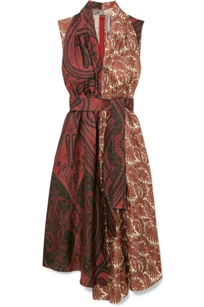 Adam Lippes Belted Draped Printed Silk-twill Midi Dress In Paisley Multi
