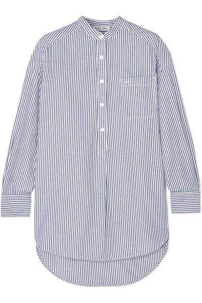 Alex Mill Gathered Back Oversized Stripe Shirt In Navy In White