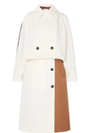Tibi Colorblock Techy Twill Convertible Trench Coat In Ivory