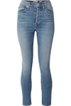 RE/DONE STRETCH ANKLE CROP HIGH-RISE SKINNY JEANS