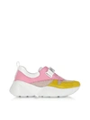 EMILIO PUCCI PINK & LIME GREEN LEATHER AND NYLON SNEAKERS,11046748