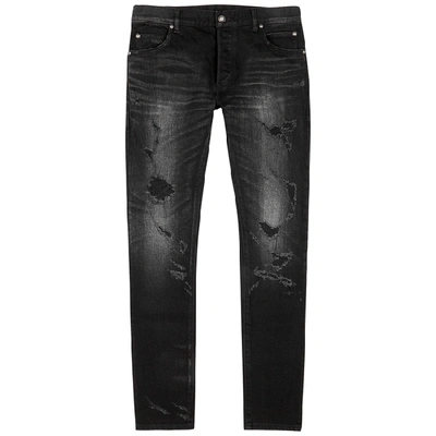Balmain Black Distressed Slim-leg Jeans