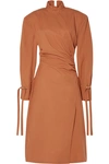 Acne Studios Deera Ruched Cotton-poplin Dress In Orange
