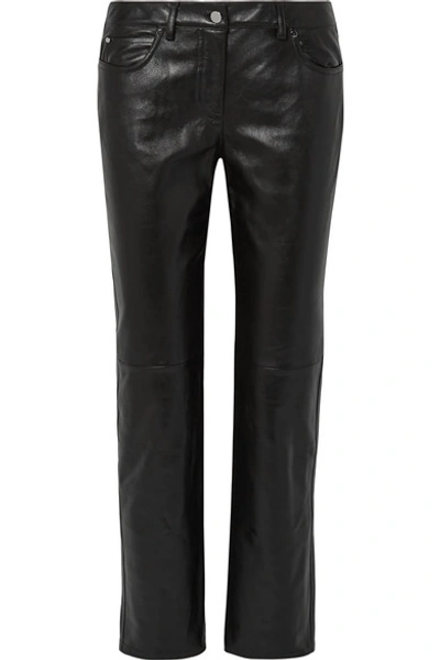 Michael Kors Paneled Leather Straight-leg Trousers In Black