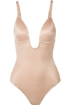 Spanx Suit Your Fancy Plunge Low Back Thong Bodysuit In Beige