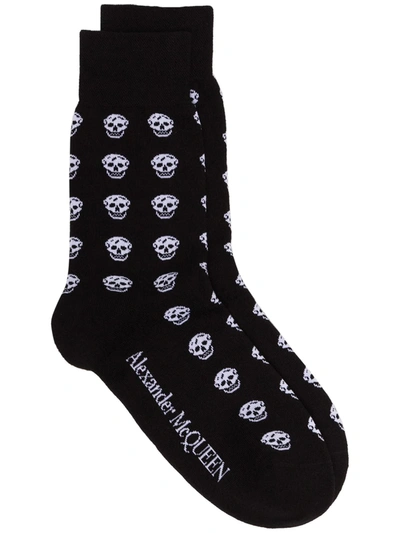 Alexander Mcqueen Skull Motif Socks In Black