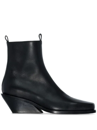 Ann Demeulemeester Black Square Toe Wedge Heel Boots