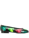 VERSACE HEART PRINT BALLERINAS