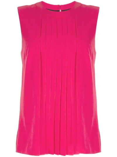 Markus Lupfer Pleated Sleeveless Blouse In Pink