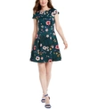 VINCE CAMUTO FLORAL-PRINT FIT & FLARE DRESS