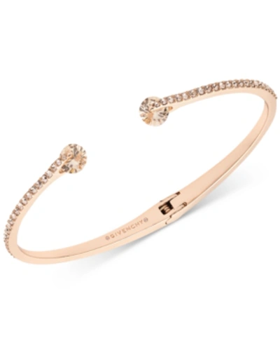 Givenchy Crystal & Pave Hinged Bangle Bracelet In Gold
