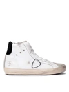 PHILIPPE MODEL PARIS HIGH-TOP SNEAKER IN WHITE LEATHER AND LIGHT grey SUEDE,11047162